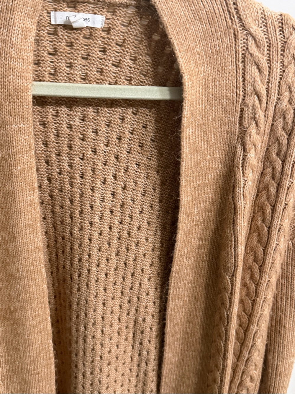 Maurices Camel Cable-Trim Open Cardigan